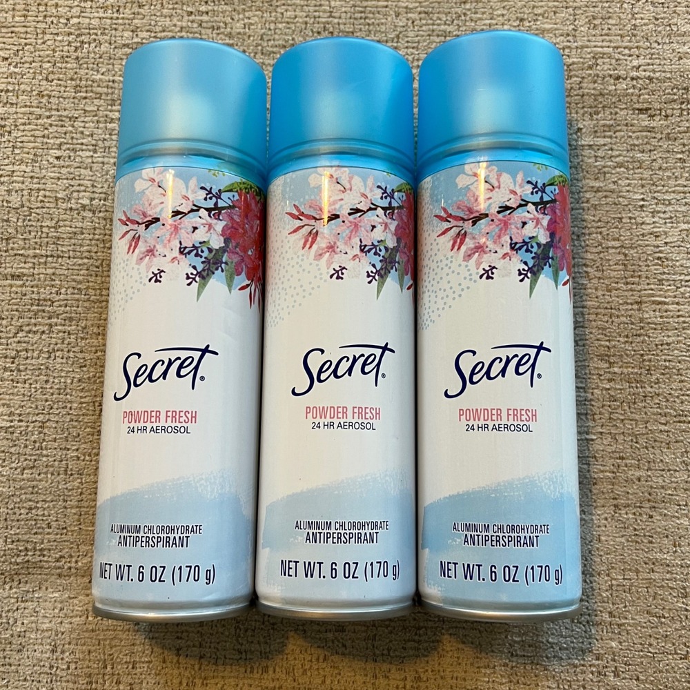 Secret Powder Fresh 24 HR Aerosol Antiperspirant 6 oz Spray Lot of 3